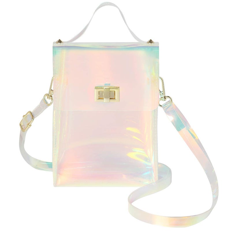 INICAT Clear Bag for Stadium Events Small Crossbody Purse Women Concert Approved Transparent Display Case Handbag Beach Gifts(Colorful-Vertical2) - Image 1